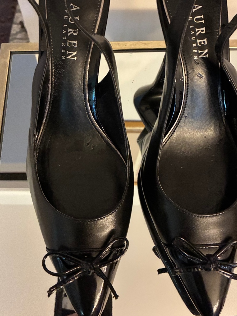 Lauren Ralph Lauren Sienna Patten Leather toe /Leather Slingback in Size 6.5B
